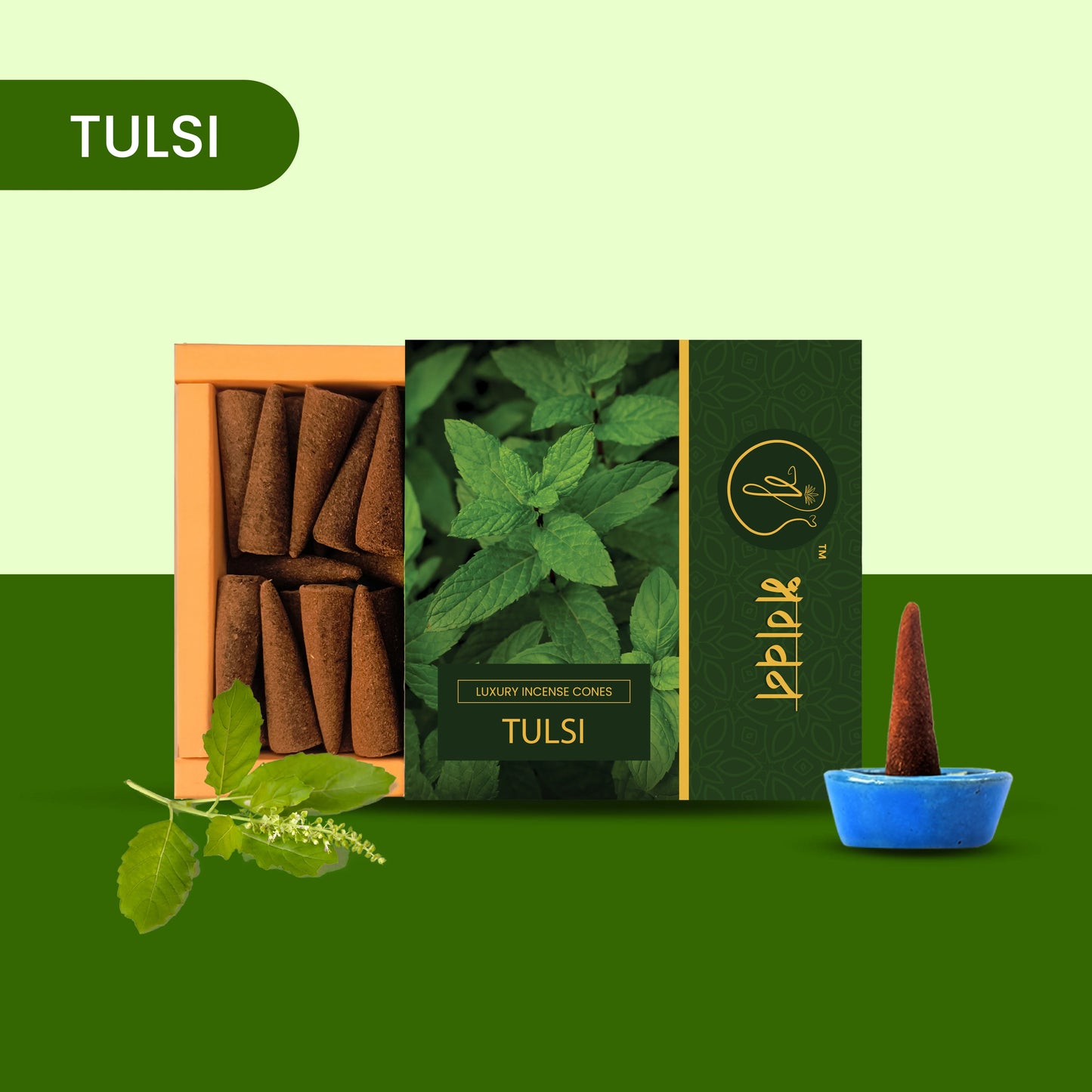 Bhagvan Tulsi Organic Dhoop Cone - Bhagvan